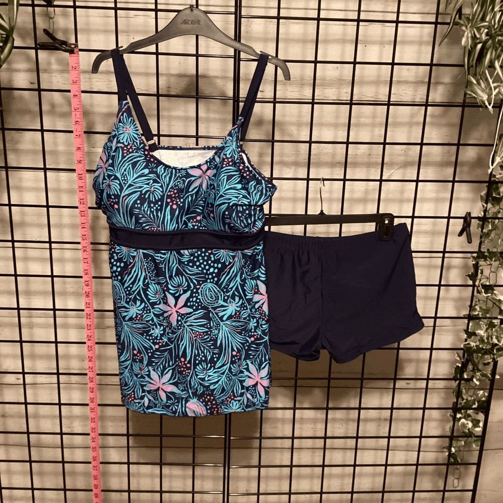 Tankini Swim Dress Two Piece Bra Pads P61